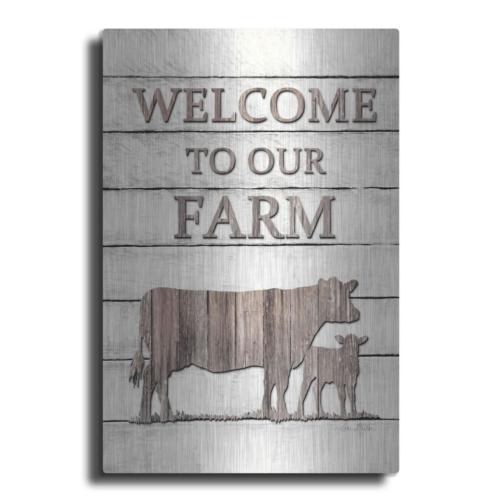 'Cow Welcome to Our Farm' by Lori Deiter – Metal Wall Art