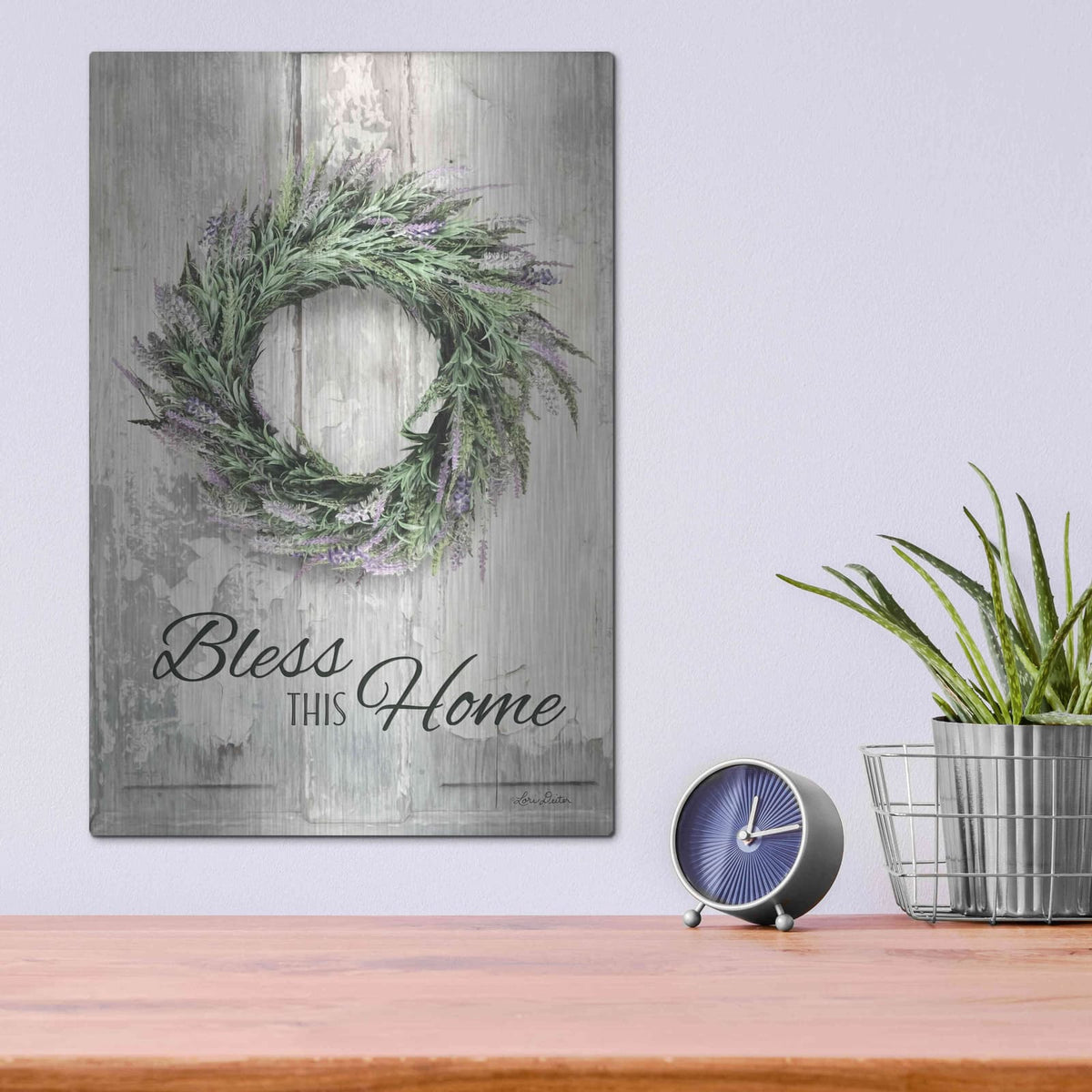 'Bless This Home - Lavender' by Lori Deiter – Metal Wall Art, 12x16 room view