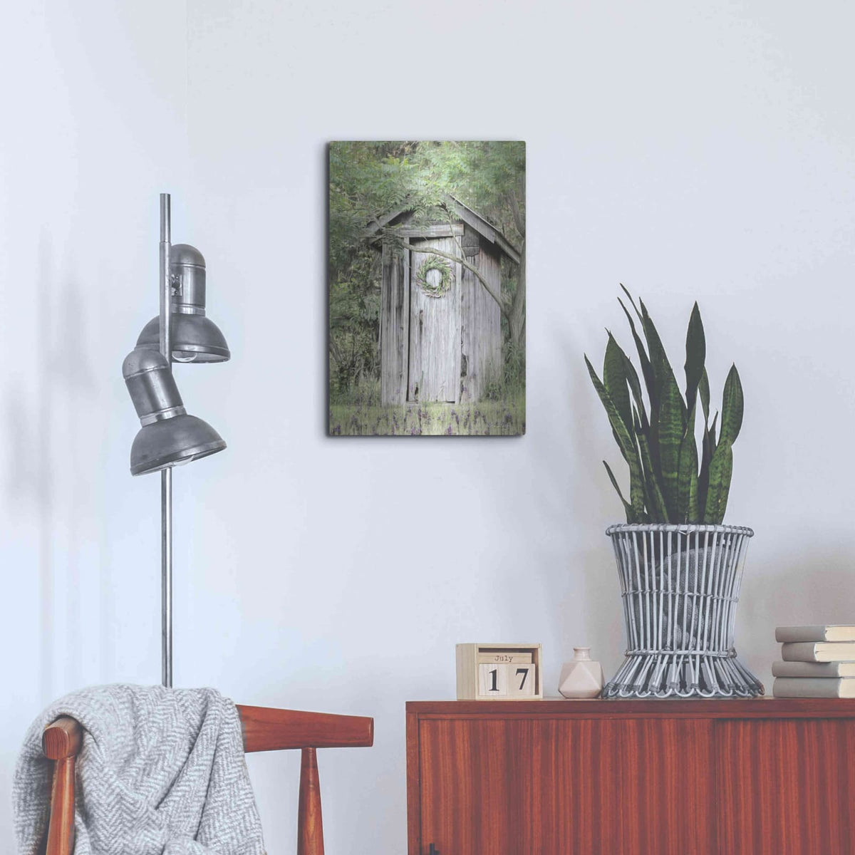 'Lavender Outhouse' by Lori Deiter – Metal Wall Art, 16x24 room view