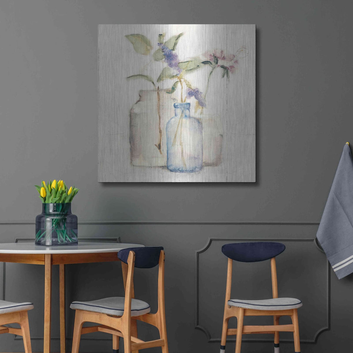 'Blossoms on Birch I' by Cheri Blum – Metal Wall Art, 36x36 room view