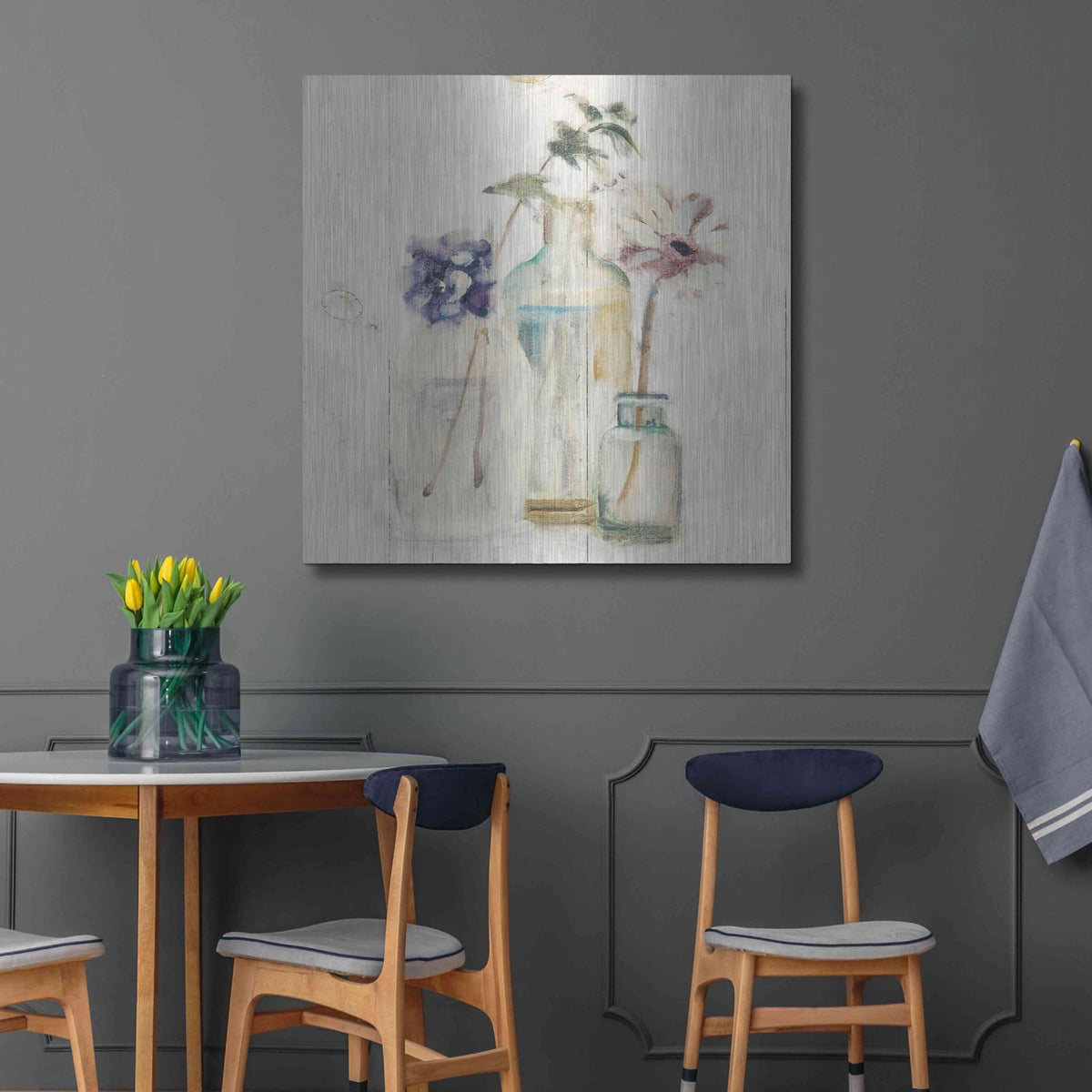 'Blossoms on Birch III' by Cheri Blum – Metal Wall Art, 36x36 room view