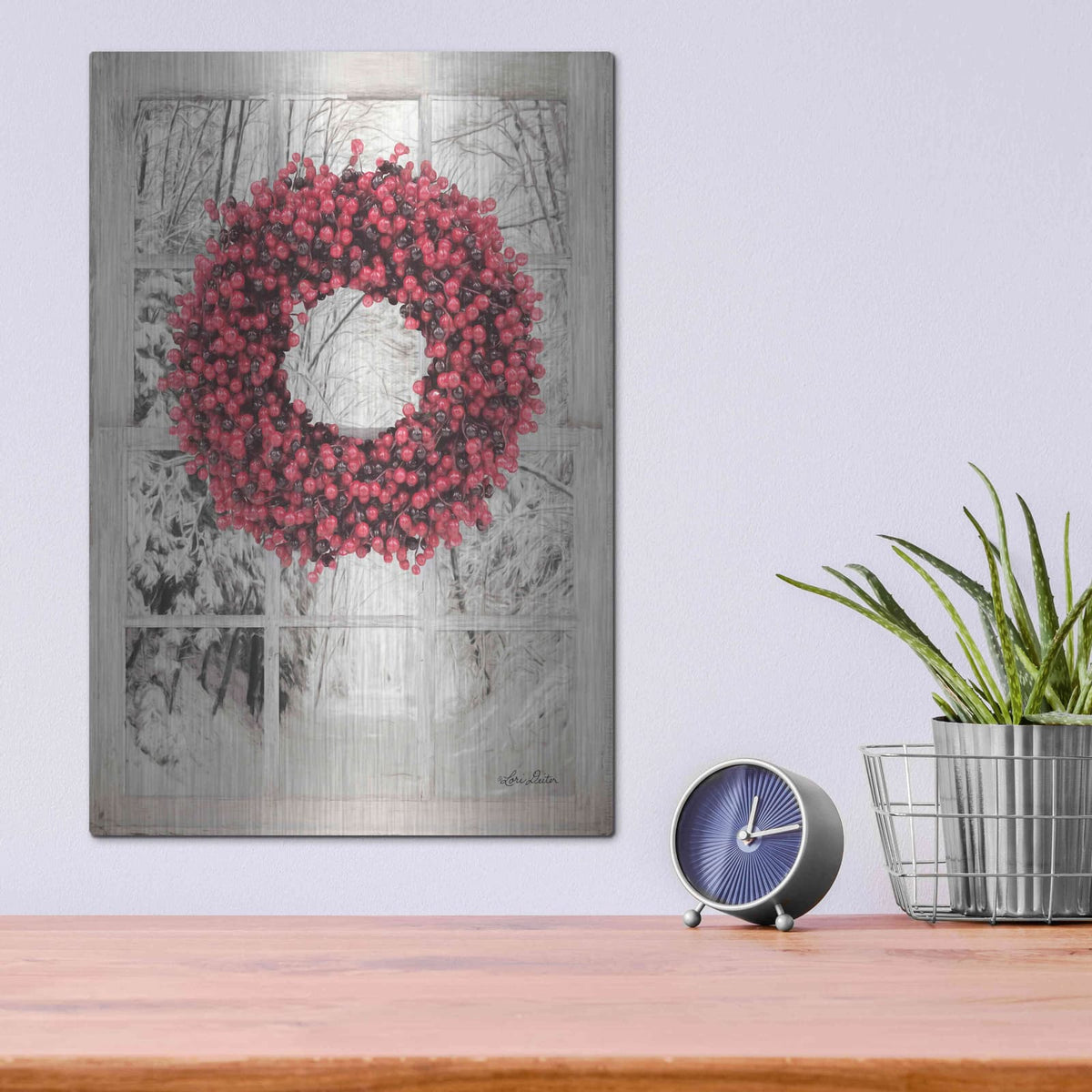 'Beaded Wreath View II' by Lori Deiter – Metal Wall Art, 12x16 room view