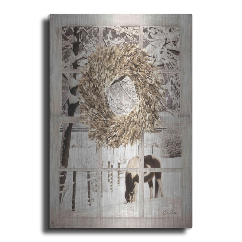 'Winter Horse Window View' by Lori Deiter – Metal Wall Art