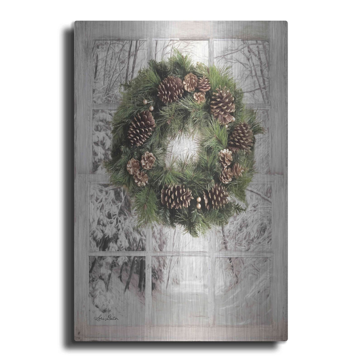 'Pine Tree Window View' by Lori Deiter – Metal Wall Art