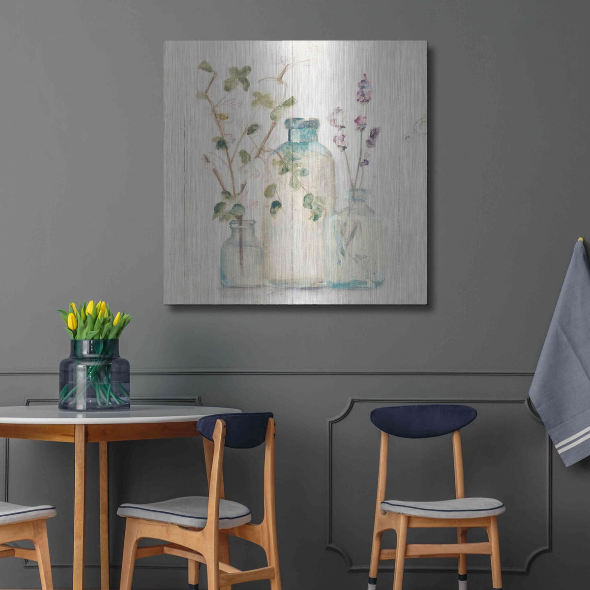 'Blossoms on Birch V' by Cheri Blum – Metal Wall Art, 36x36 room view