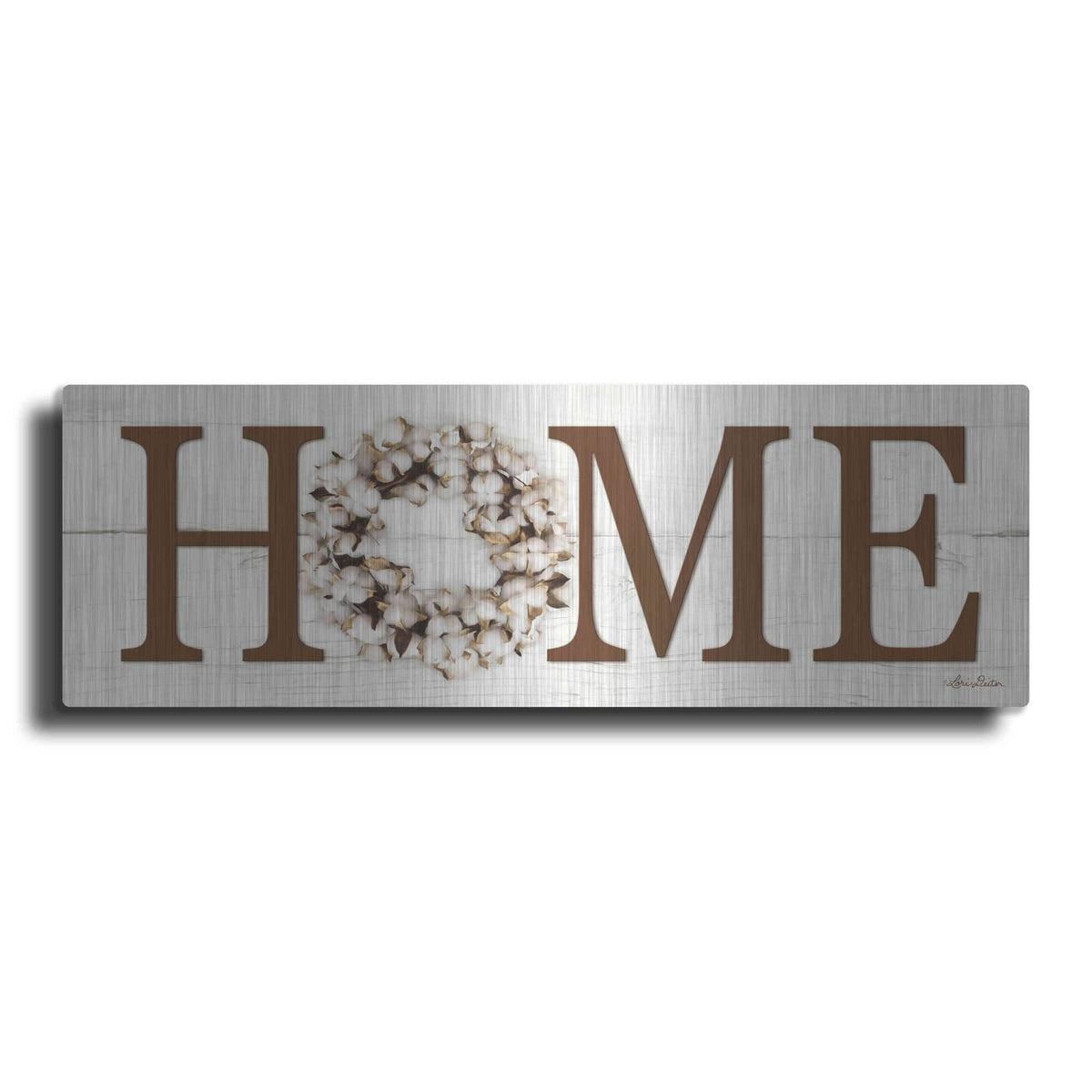 'Cotton Wreath Home Vertical' by Lori Deiter – Metal Wall Art