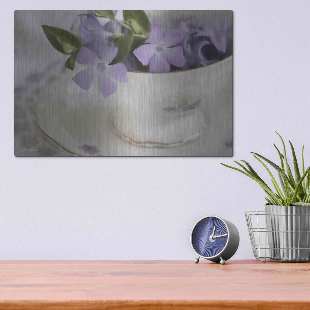 'Violet Teacup I' by Lori Deiter – Metal Wall Art, 16x12 room view