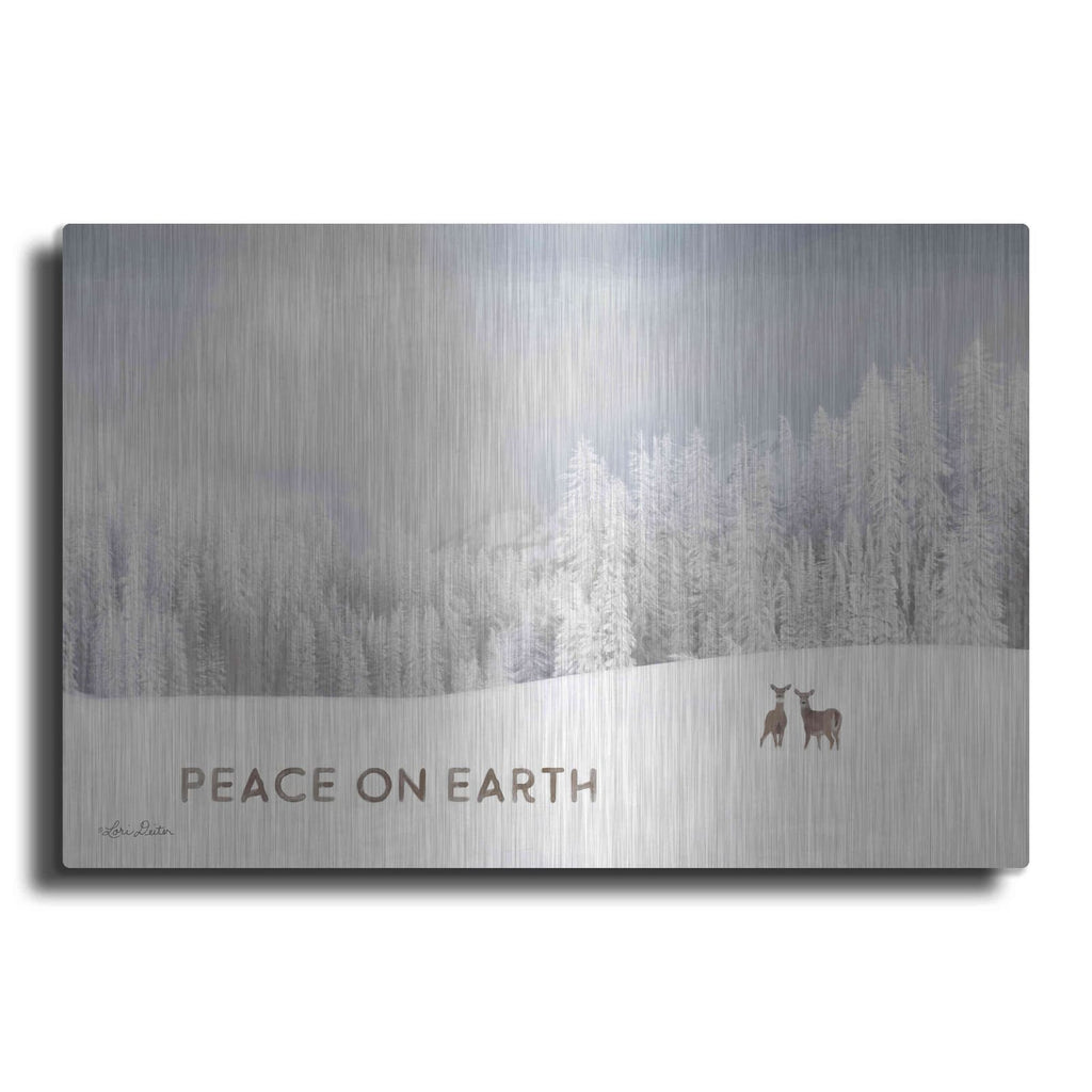 'Lava Mountain Snow Storm with Deer' by Lori Deiter – Metal Wall Art