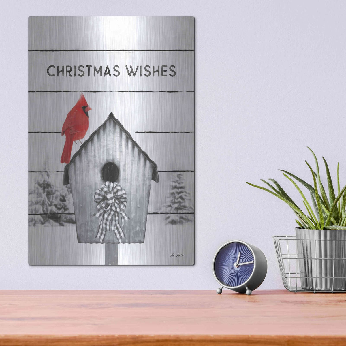 'Christmas Birdhouse' by Lori Deiter – Metal Wall Art, 12x16 room view