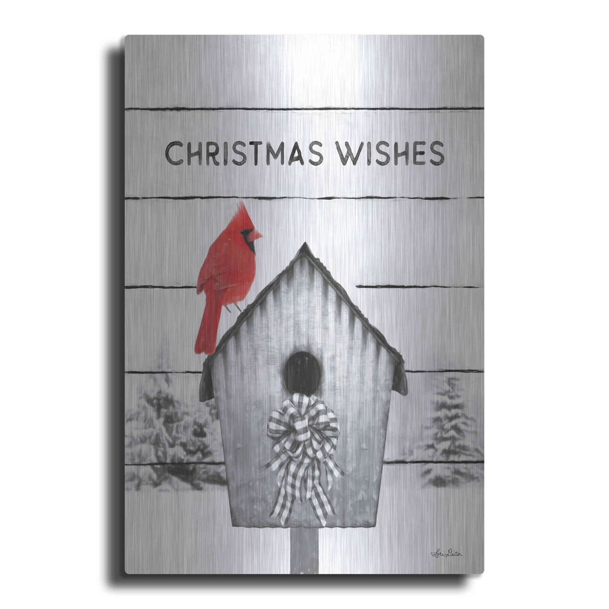 'Christmas Birdhouse' by Lori Deiter – Metal Wall Art