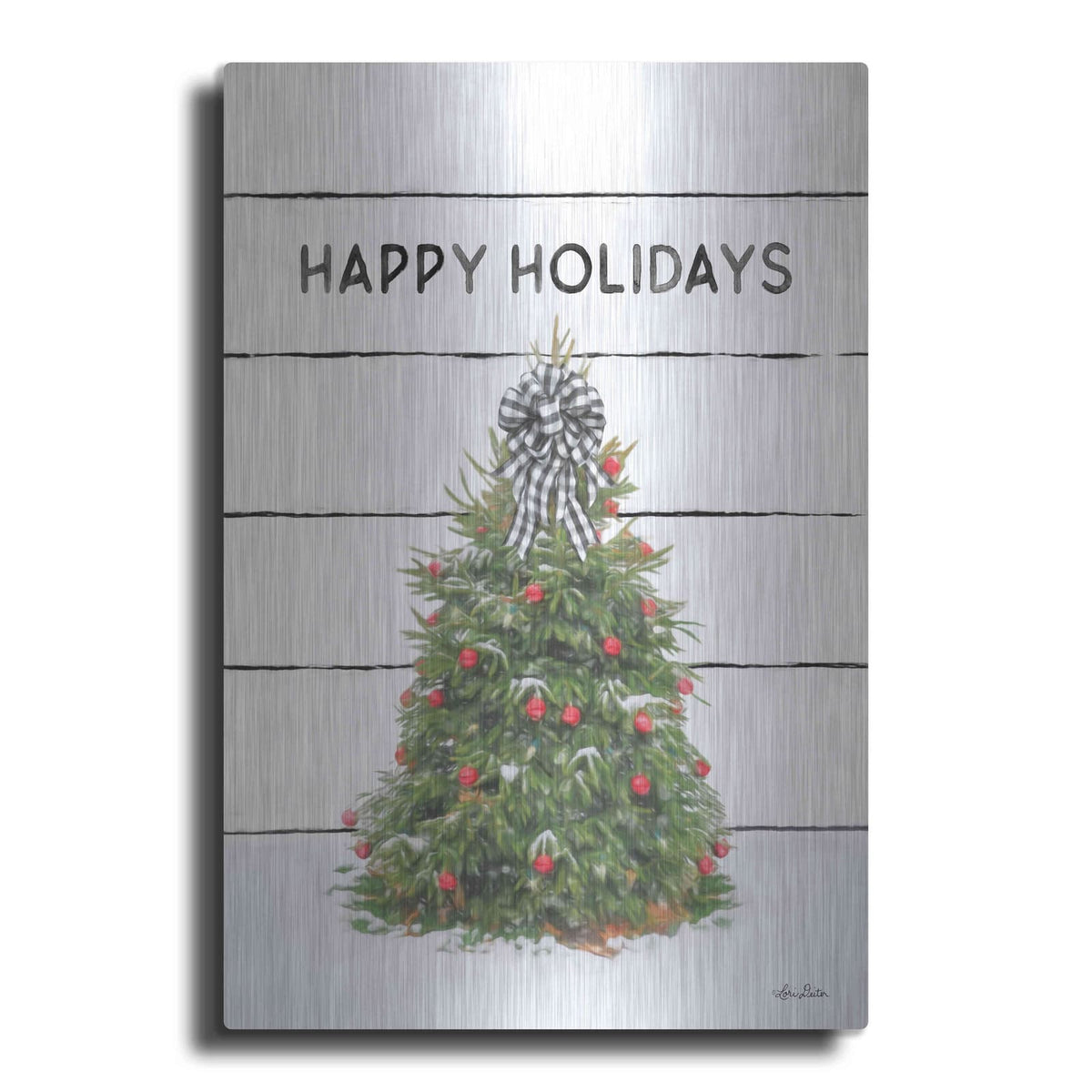 'Christmas Tree on Wood' by Lori Deiter – Metal Wall Art