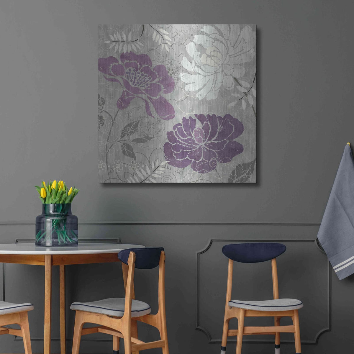 'Morning Tones Purple I' by Daphne Brissonnet – Metal Wall Art, 36x36 room view