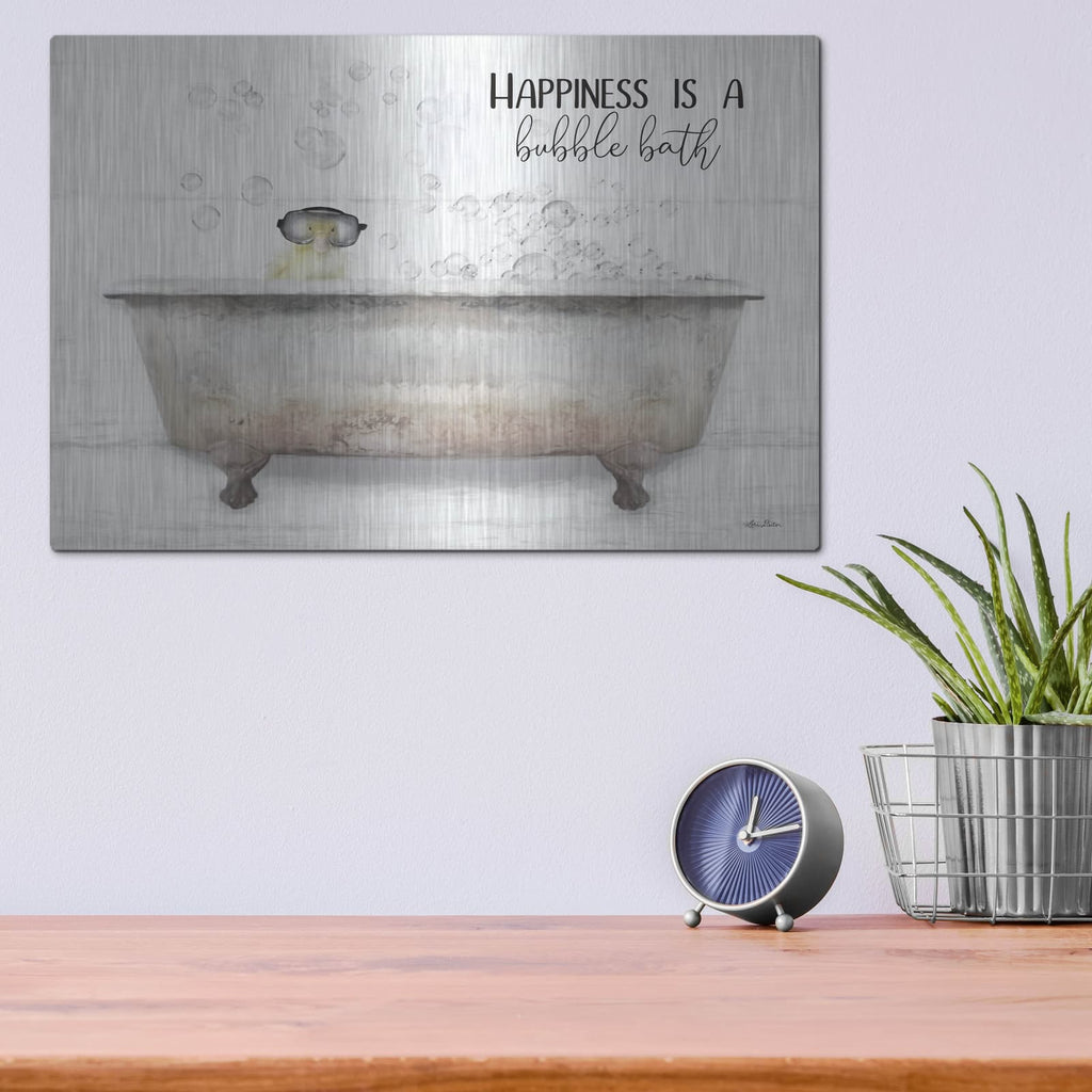 'Happiness Bubble Bath' by Lori Deiter – Metal Wall Art, 16x12 room view