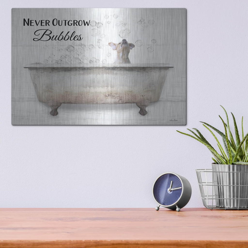 'Never Outgrow Bubbles' by Lori Deiter – Metal Wall Art, 16x12 room view