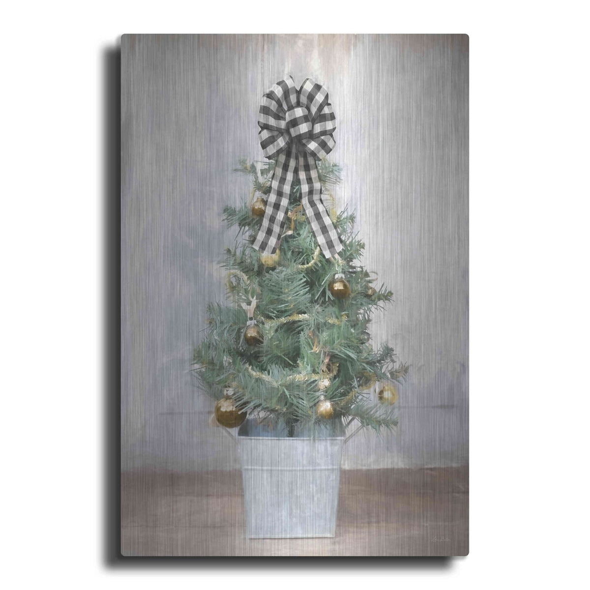 'Buffalo Plaid Mini Tree' by Lori Deiter – Metal Wall Art