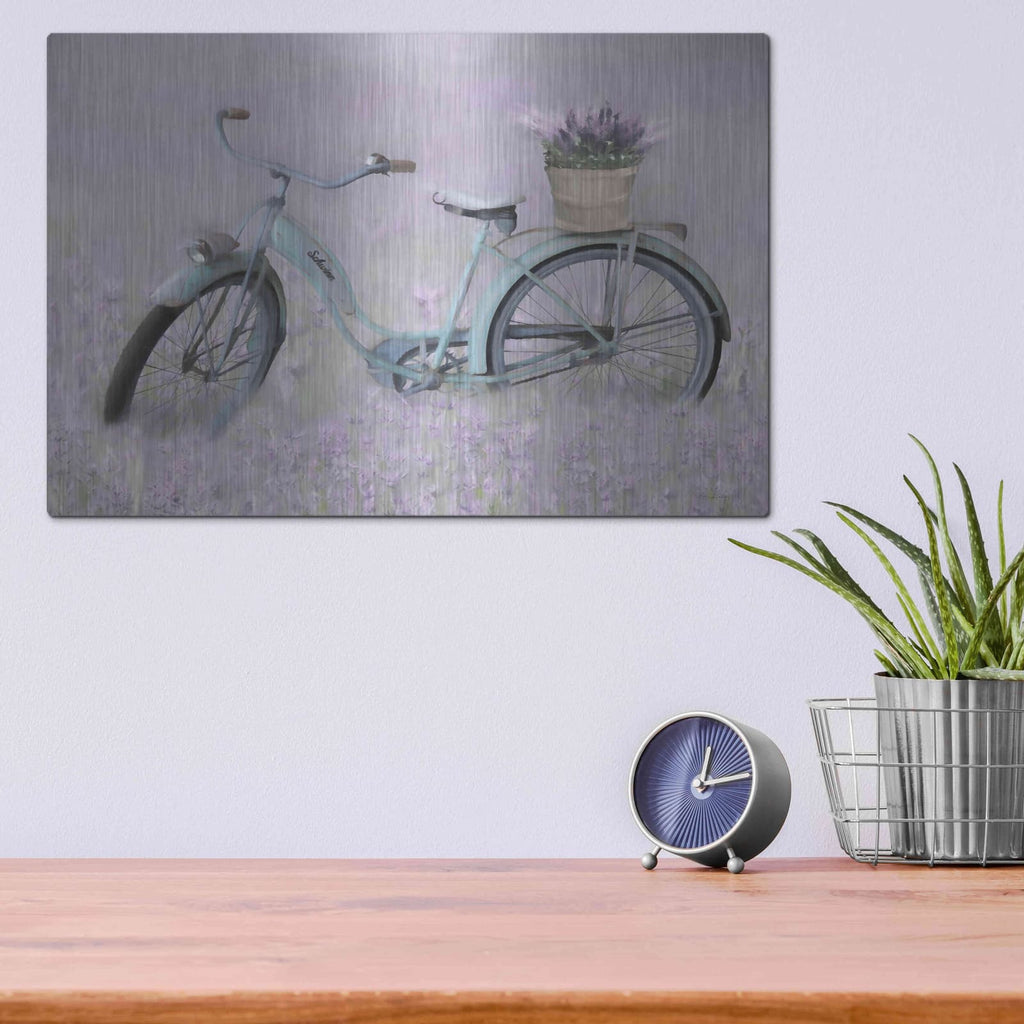 'Bicycle in Lavender' by Lori Deiter – Metal Wall Art, 16x12 room view