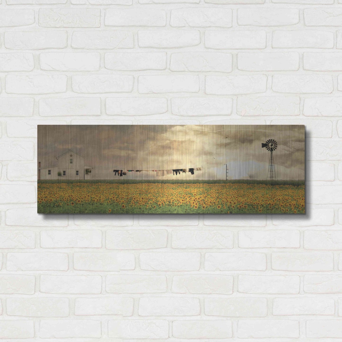 Luxe Metal Art 'Laundry Day' by Lori Deiter, Metal Wall Art,36x12