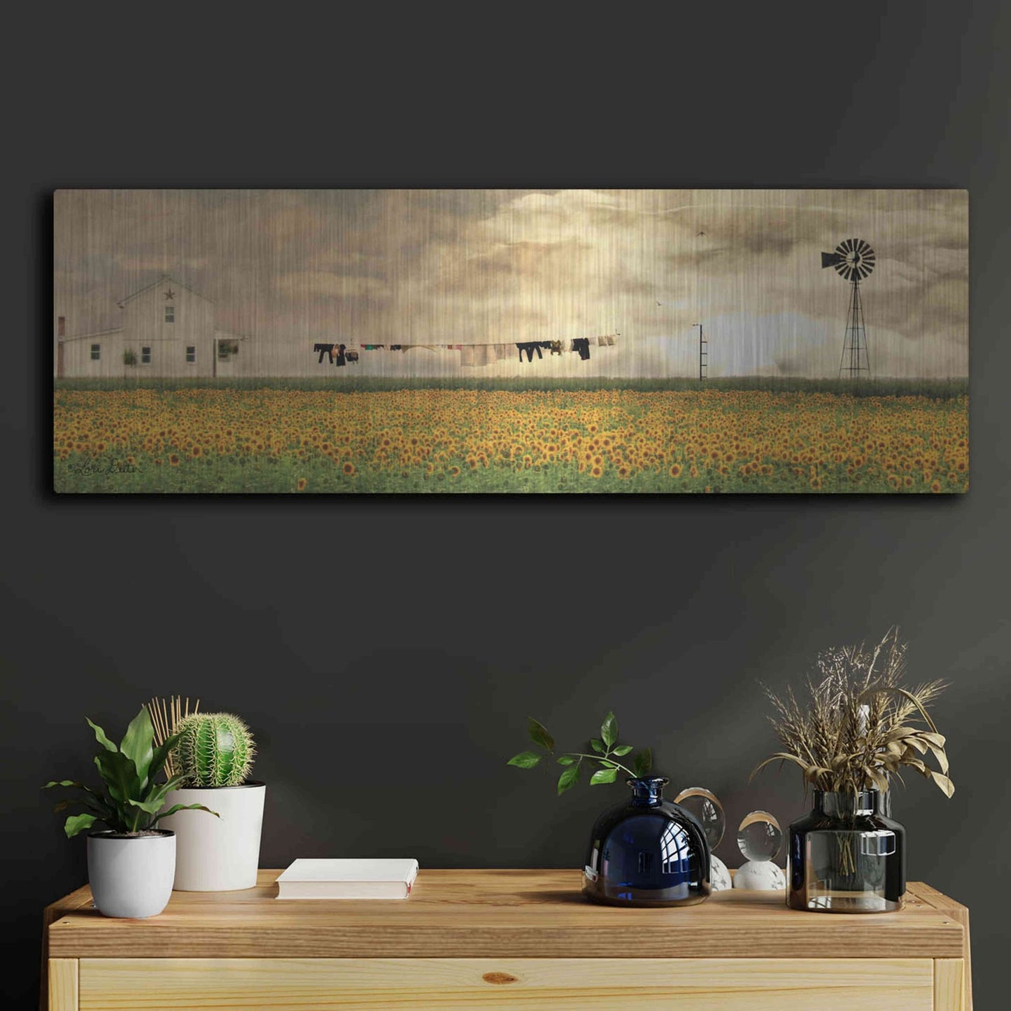 Luxe Metal Art 'Laundry Day' by Lori Deiter, Metal Wall Art,36x12