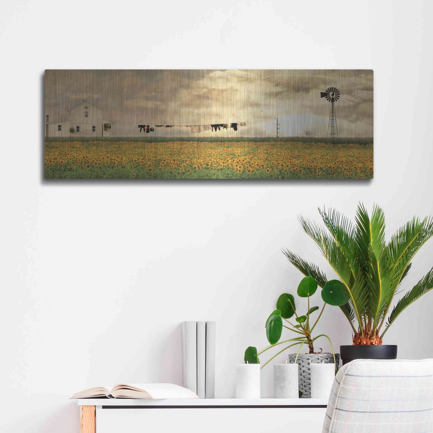 Luxe Metal Art 'Laundry Day' by Lori Deiter, Metal Wall Art,36x12