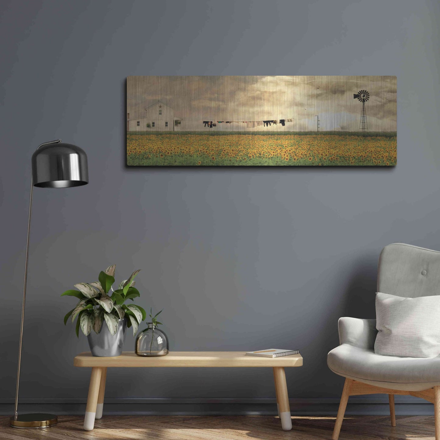 Luxe Metal Art 'Laundry Day' by Lori Deiter, Metal Wall Art,48x16