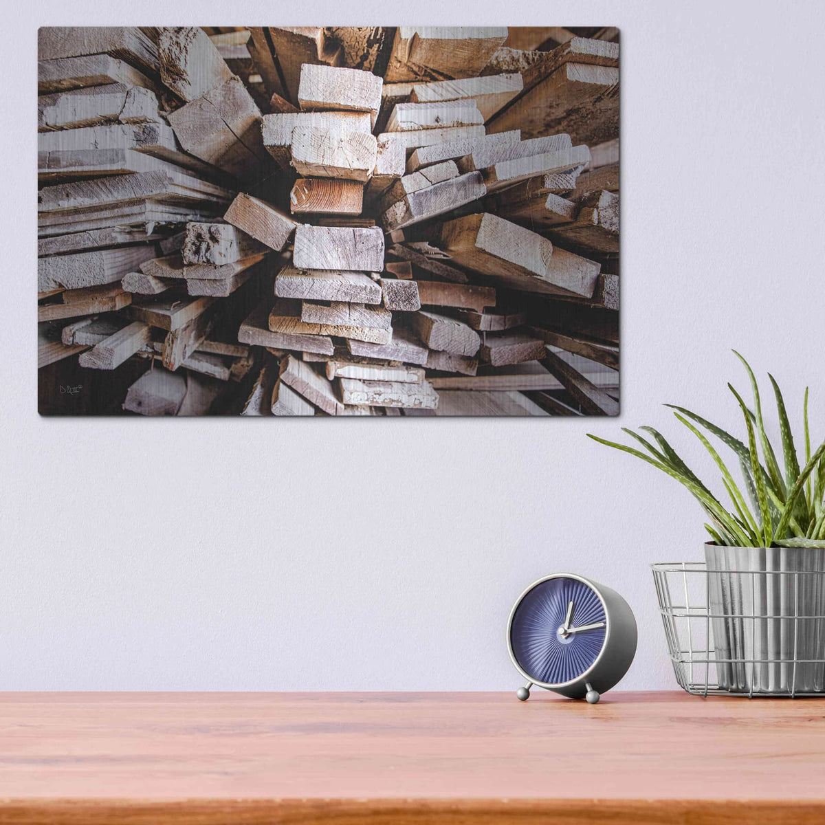 'Wood Pile' by Donnie Quillen – Metal Wall Art, 16x12 room view