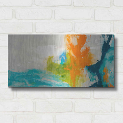 Luxe Metal Art 'Tidal Abstract I' by Sisa Jasper Metal Wall Art,24x12