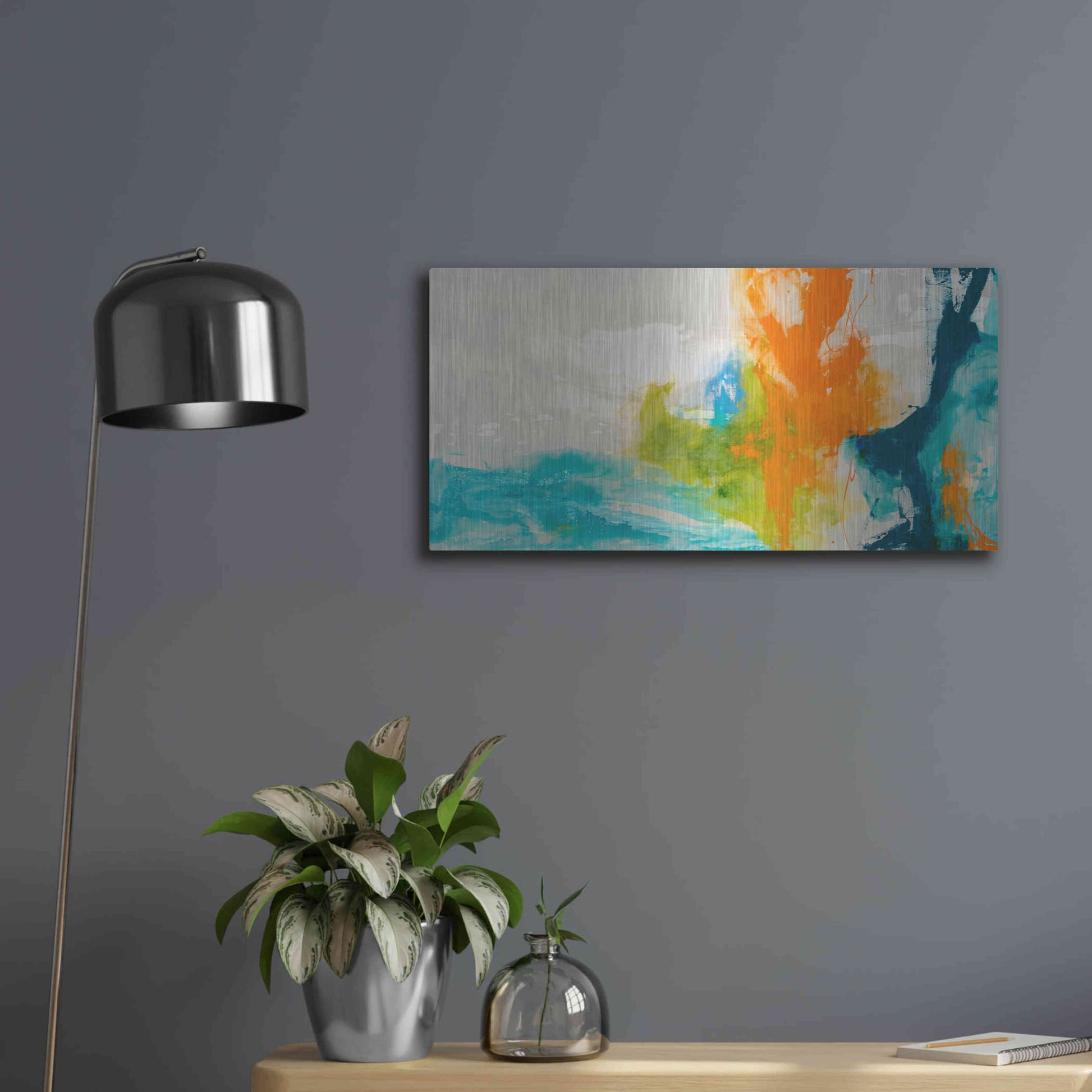 Luxe Metal Art 'Tidal Abstract I' by Sisa Jasper Metal Wall Art,24x12
