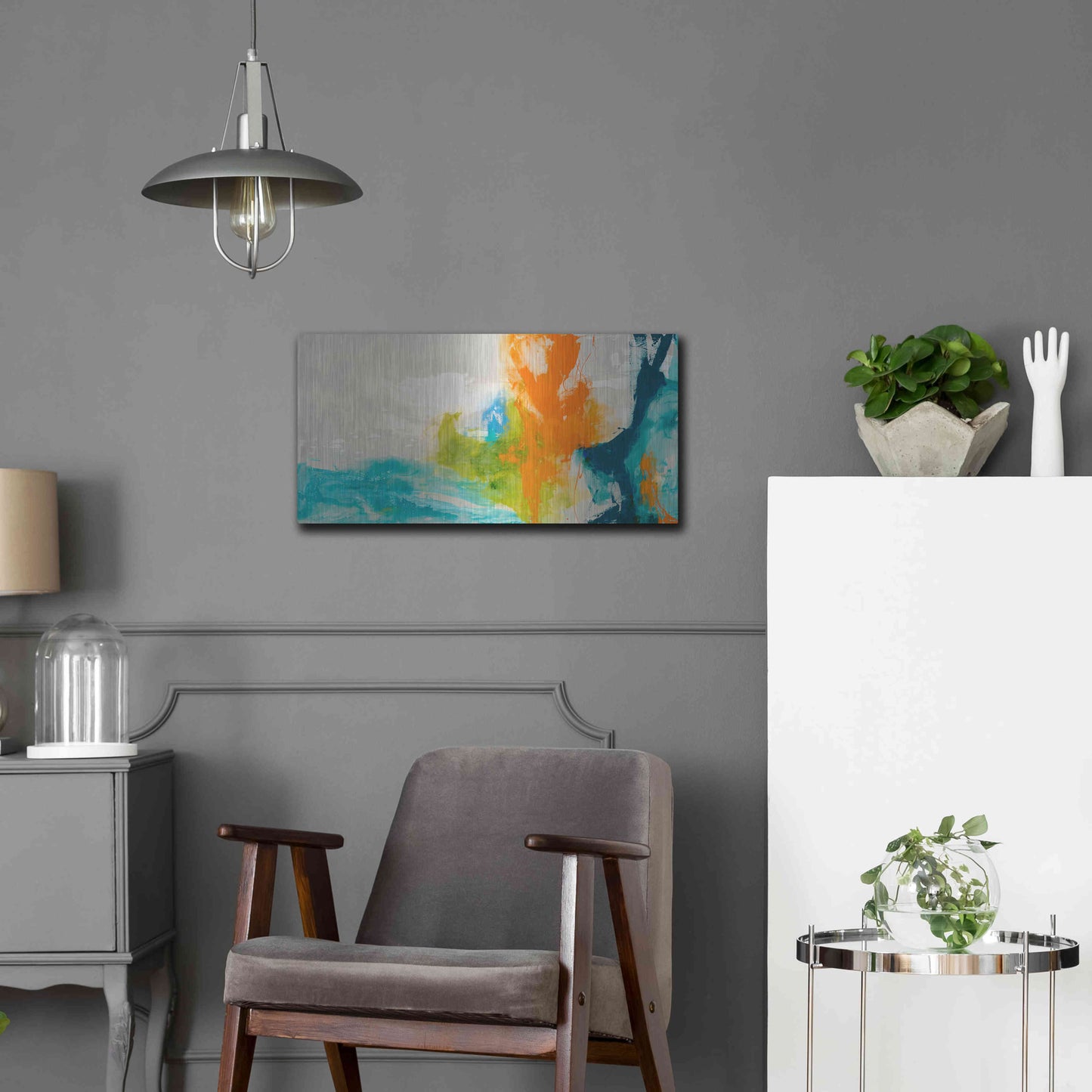 Luxe Metal Art 'Tidal Abstract I' by Sisa Jasper Metal Wall Art,24x12