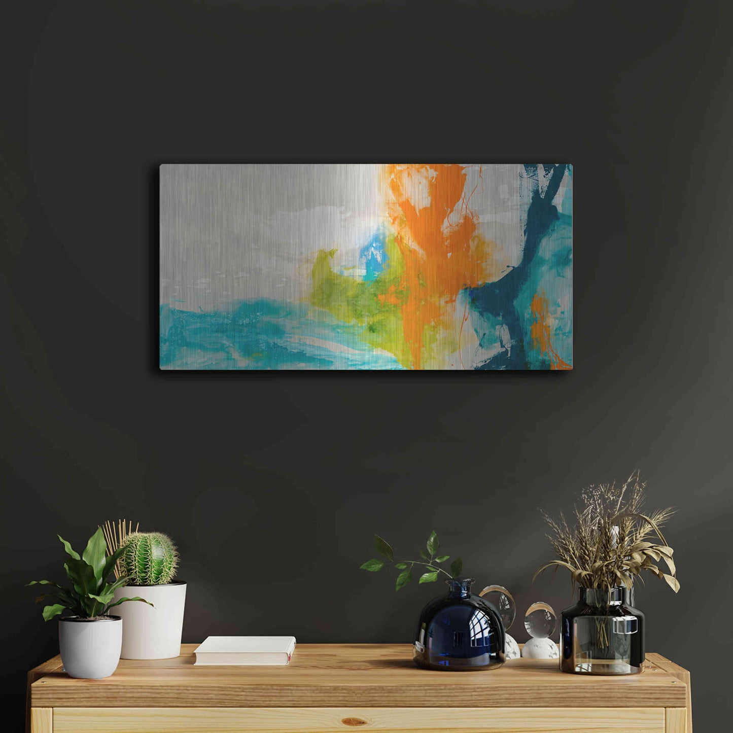 Luxe Metal Art 'Tidal Abstract I' by Sisa Jasper Metal Wall Art,24x12