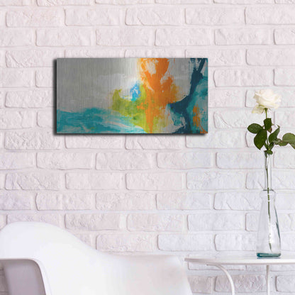 Luxe Metal Art 'Tidal Abstract I' by Sisa Jasper Metal Wall Art,24x12