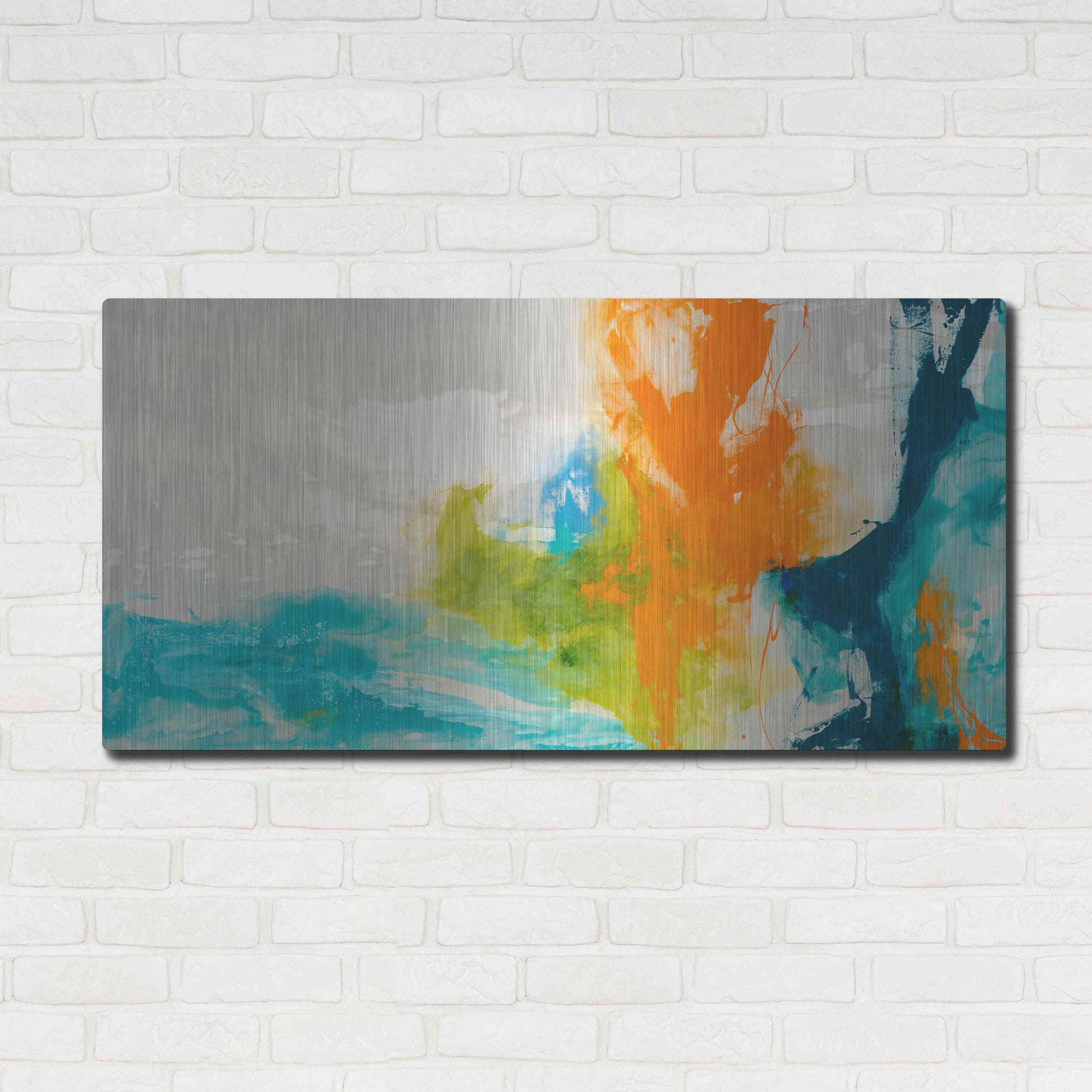 Luxe Metal Art 'Tidal Abstract I' by Sisa Jasper Metal Wall Art,48x24