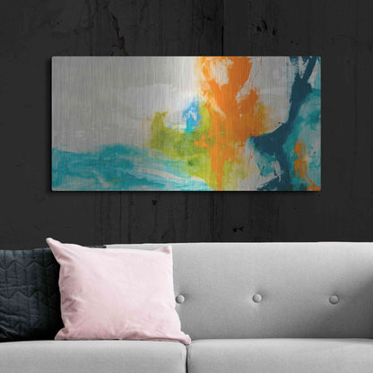 Luxe Metal Art 'Tidal Abstract I' by Sisa Jasper Metal Wall Art,48x24