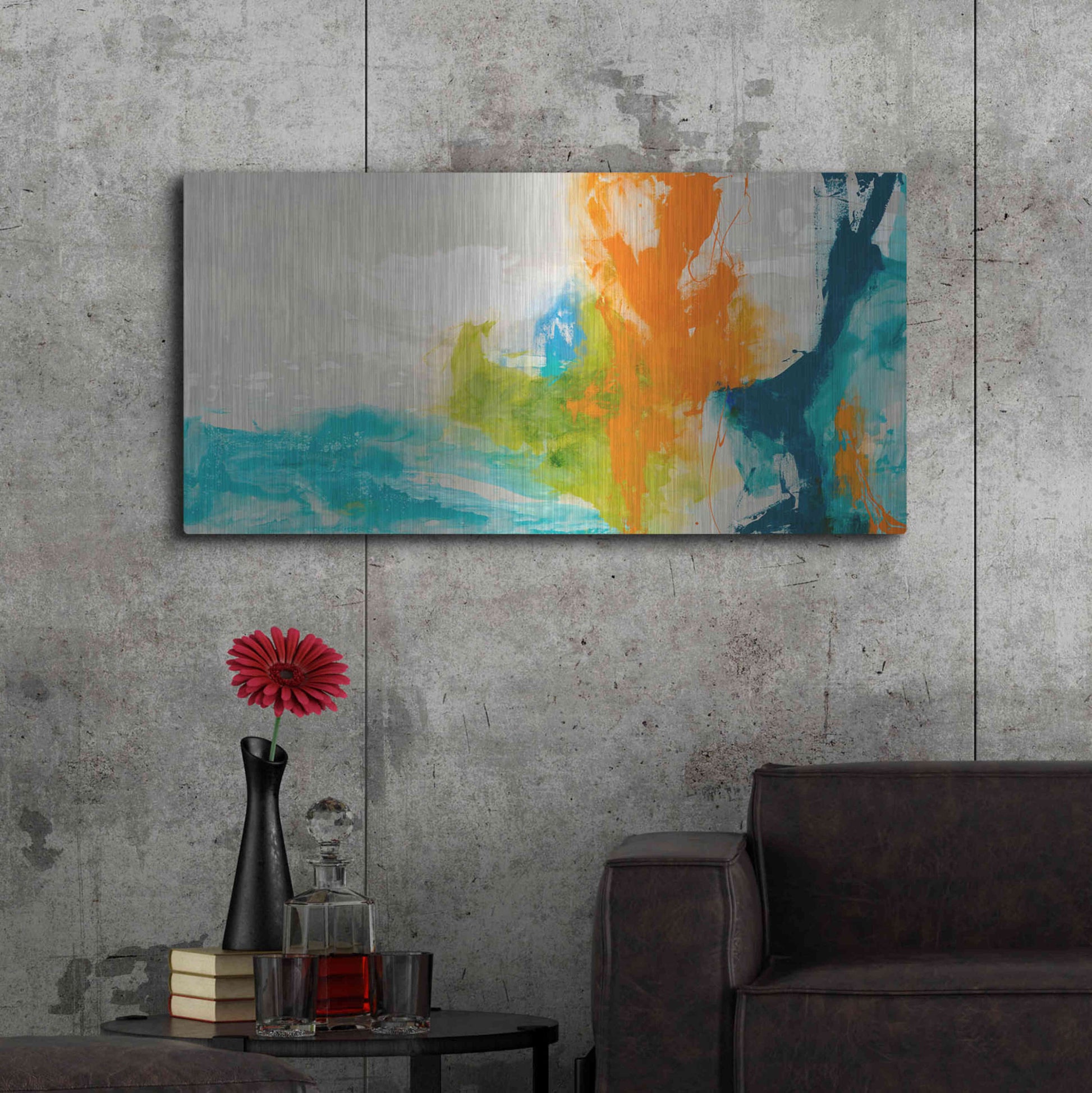 Luxe Metal Art 'Tidal Abstract I' by Sisa Jasper Metal Wall Art,48x24