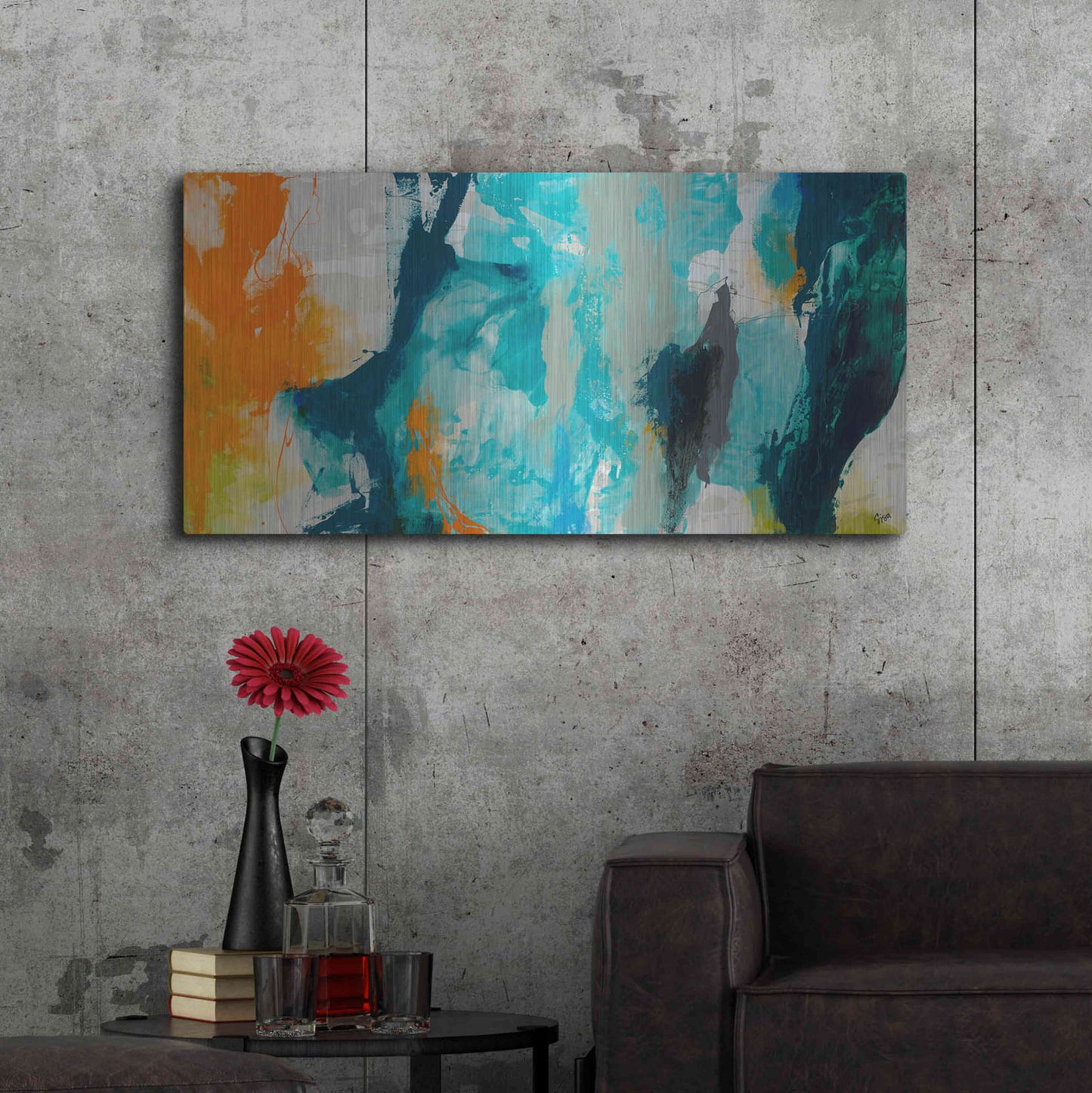 Luxe Metal Art 'Tidal Abstract II' by Sisa Jasper Metal Wall Art,48x24