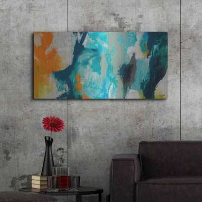 Luxe Metal Art 'Tidal Abstract II' by Sisa Jasper Metal Wall Art,48x24