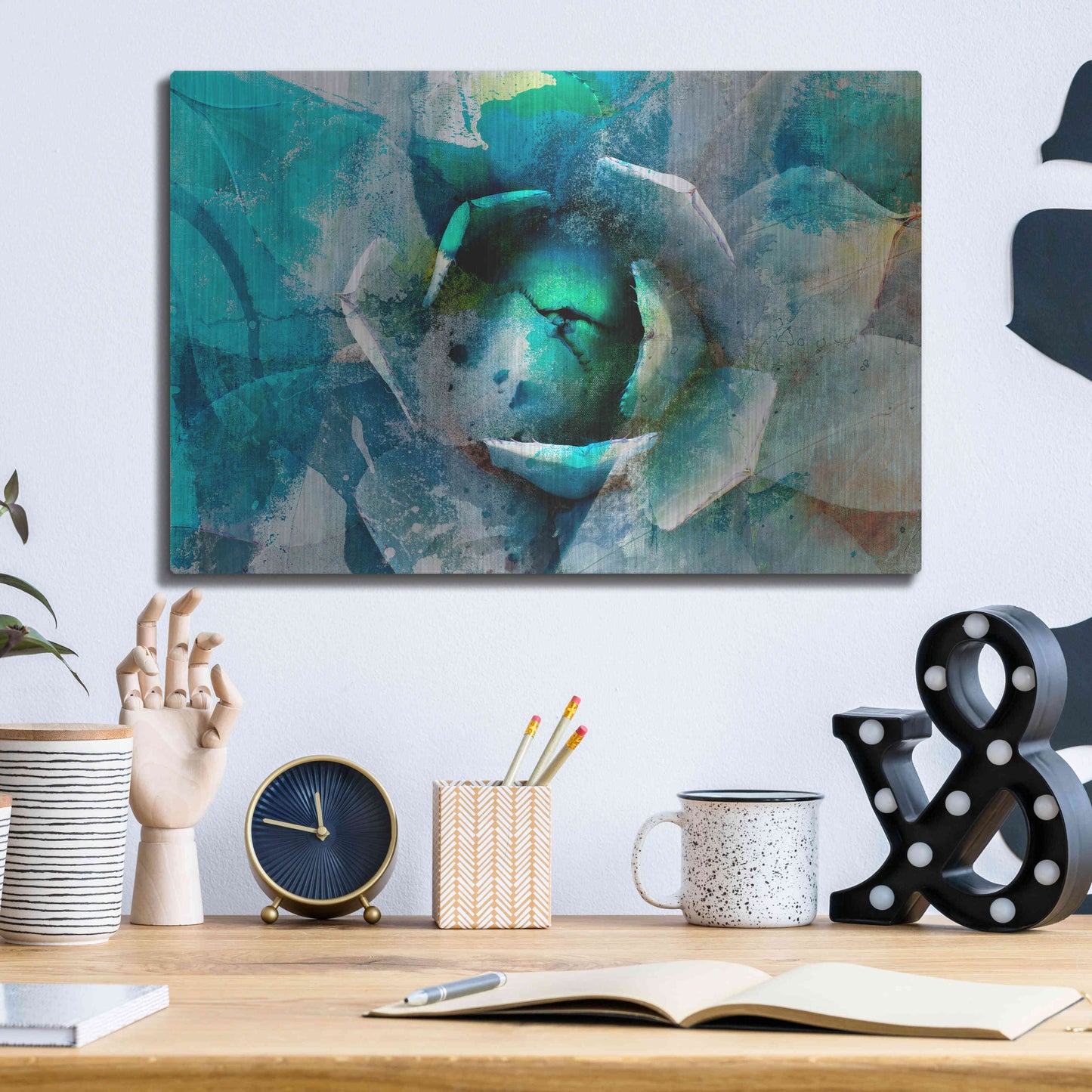 Luxe Metal Art 'Agave Abstract I' by Sisa Jasper Metal Wall Art,16x12