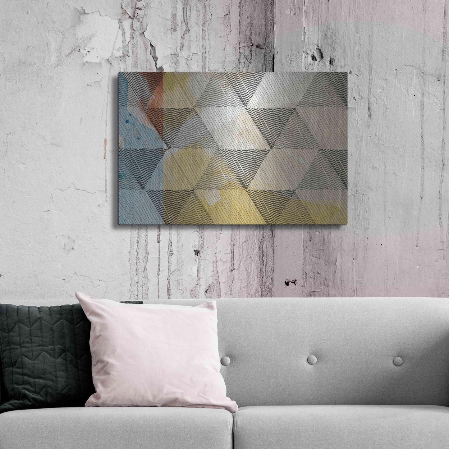 Luxe Metal Art 'Geo Now Sketch I' by Sisa Jasper Metal Wall Art,36x24