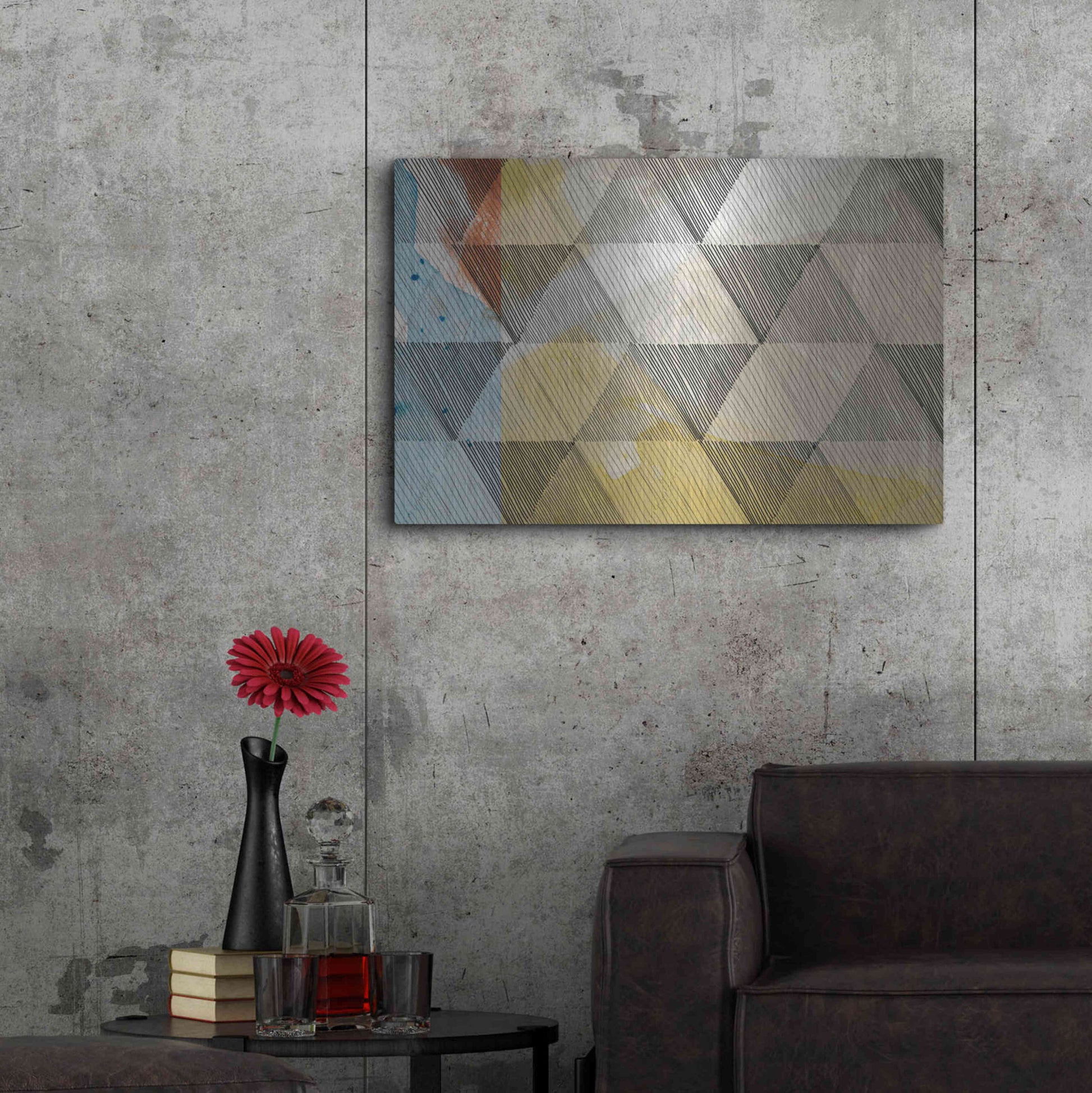 Luxe Metal Art 'Geo Now Sketch I' by Sisa Jasper Metal Wall Art,36x24