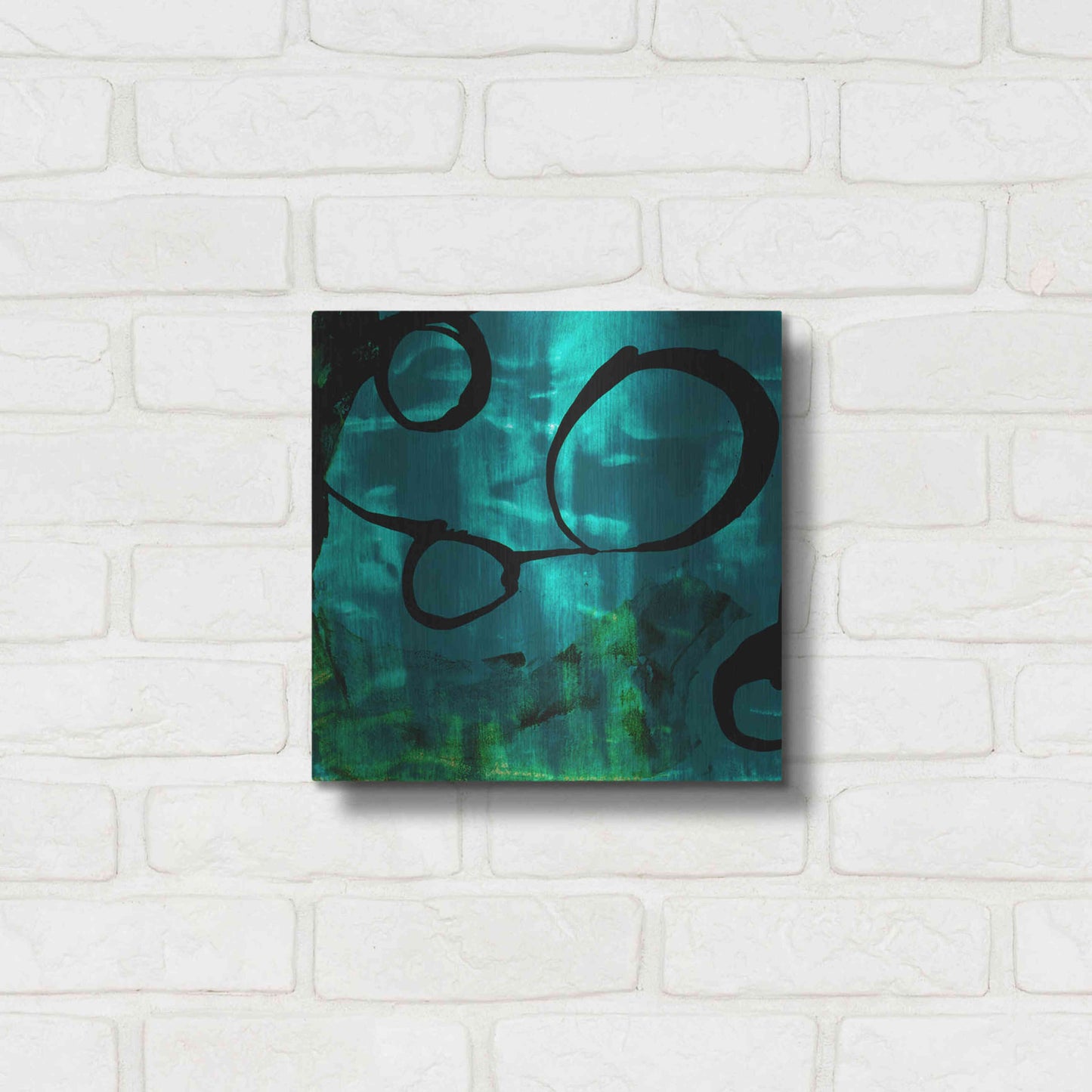 Luxe Metal Art 'Turquoise Element II' by Sisa Jasper Metal Wall Art,12x12