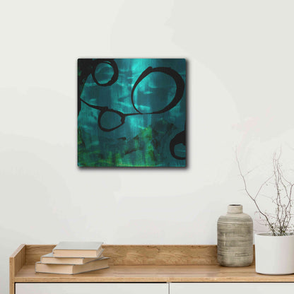 Luxe Metal Art 'Turquoise Element II' by Sisa Jasper Metal Wall Art,12x12