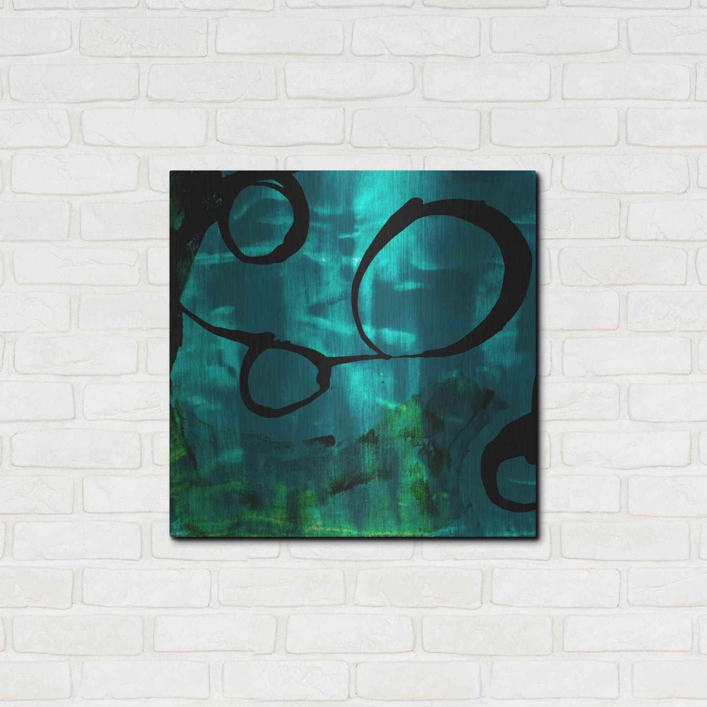 Luxe Metal Art 'Turquoise Element II' by Sisa Jasper Metal Wall Art,24x24