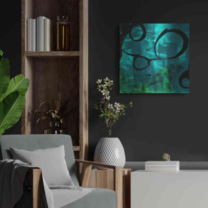 Luxe Metal Art 'Turquoise Element II' by Sisa Jasper Metal Wall Art,24x24