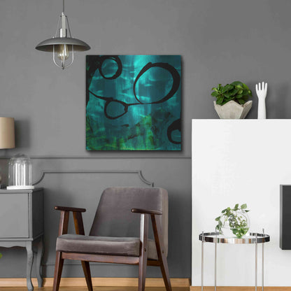 Luxe Metal Art 'Turquoise Element II' by Sisa Jasper Metal Wall Art,24x24