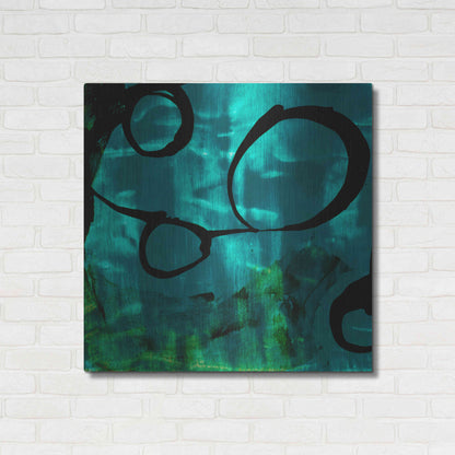 Luxe Metal Art 'Turquoise Element II' by Sisa Jasper Metal Wall Art,36x36