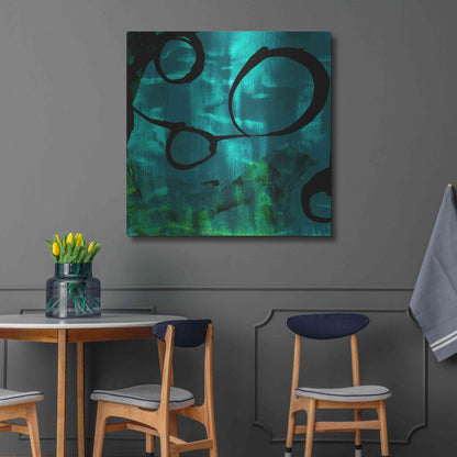 Luxe Metal Art 'Turquoise Element II' by Sisa Jasper Metal Wall Art,36x36