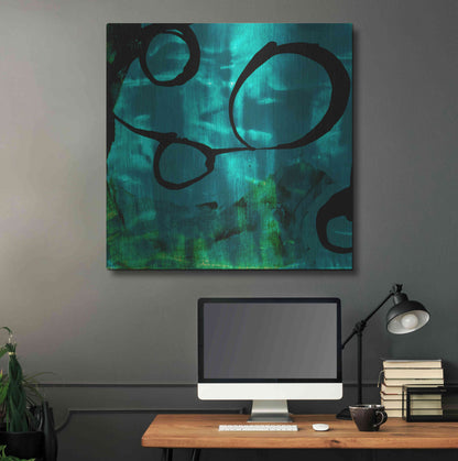 Luxe Metal Art 'Turquoise Element II' by Sisa Jasper Metal Wall Art,36x36