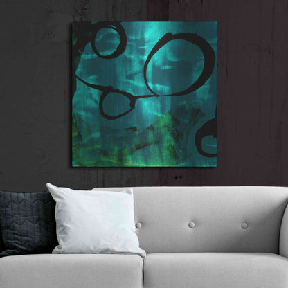 Luxe Metal Art 'Turquoise Element II' by Sisa Jasper Metal Wall Art,36x36