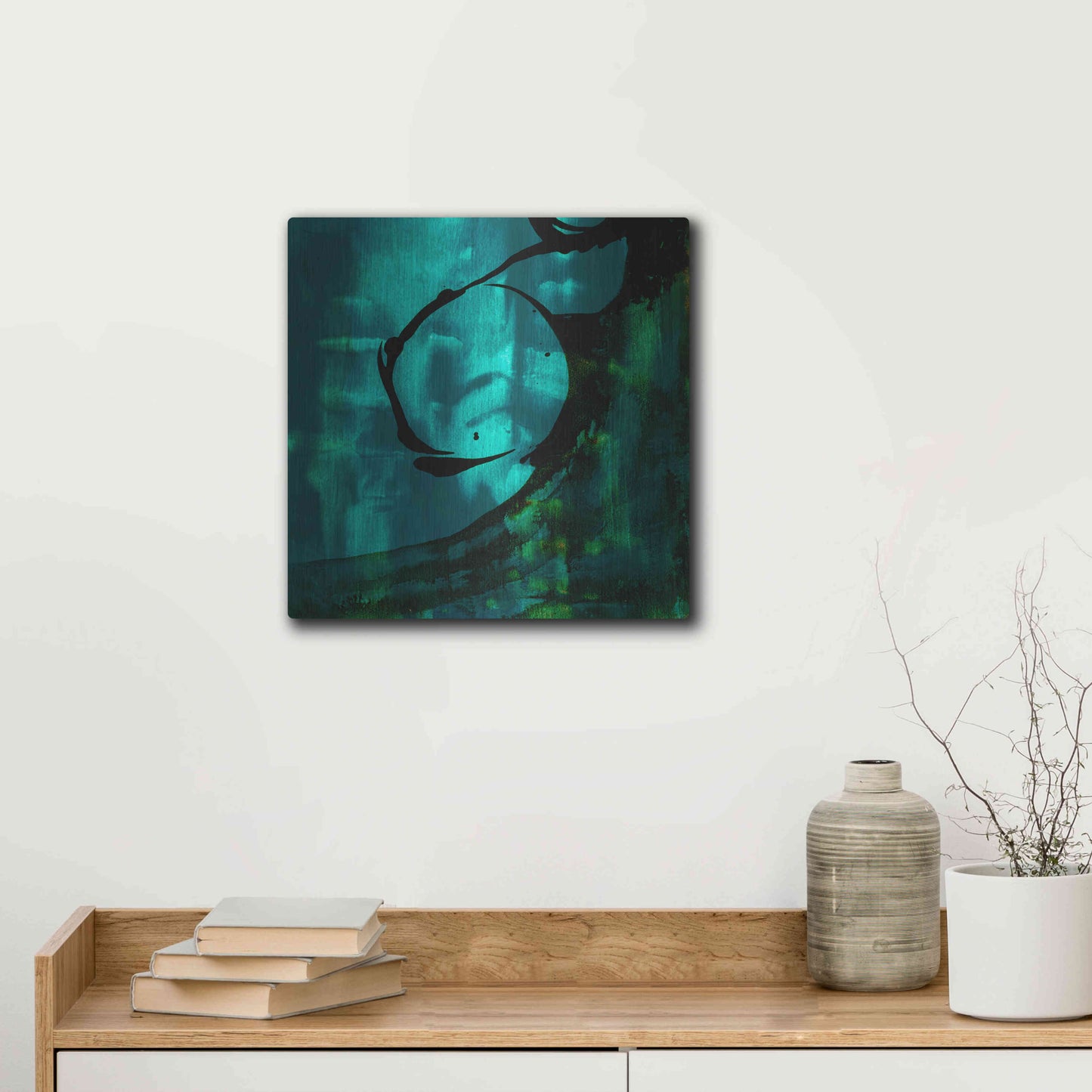 Luxe Metal Art 'Turquoise Element III' by Sisa Jasper Metal Wall Art,12x12