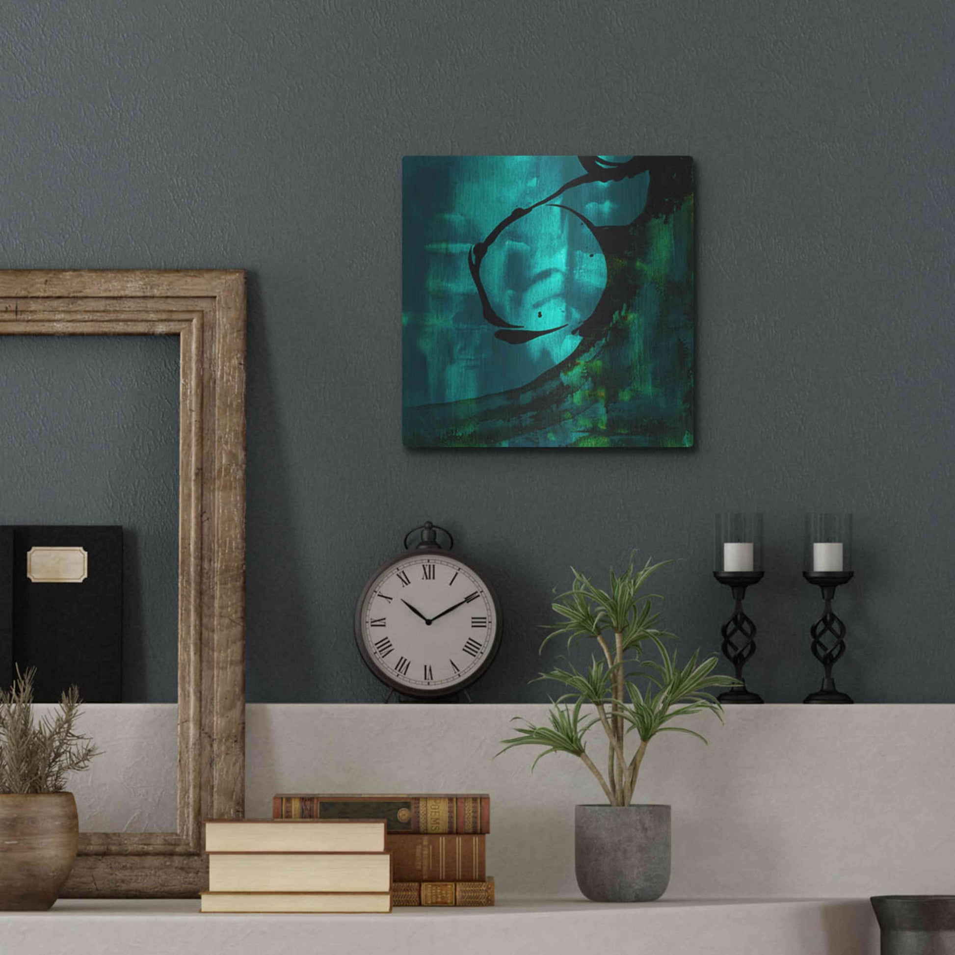 Luxe Metal Art 'Turquoise Element III' by Sisa Jasper Metal Wall Art,12x12