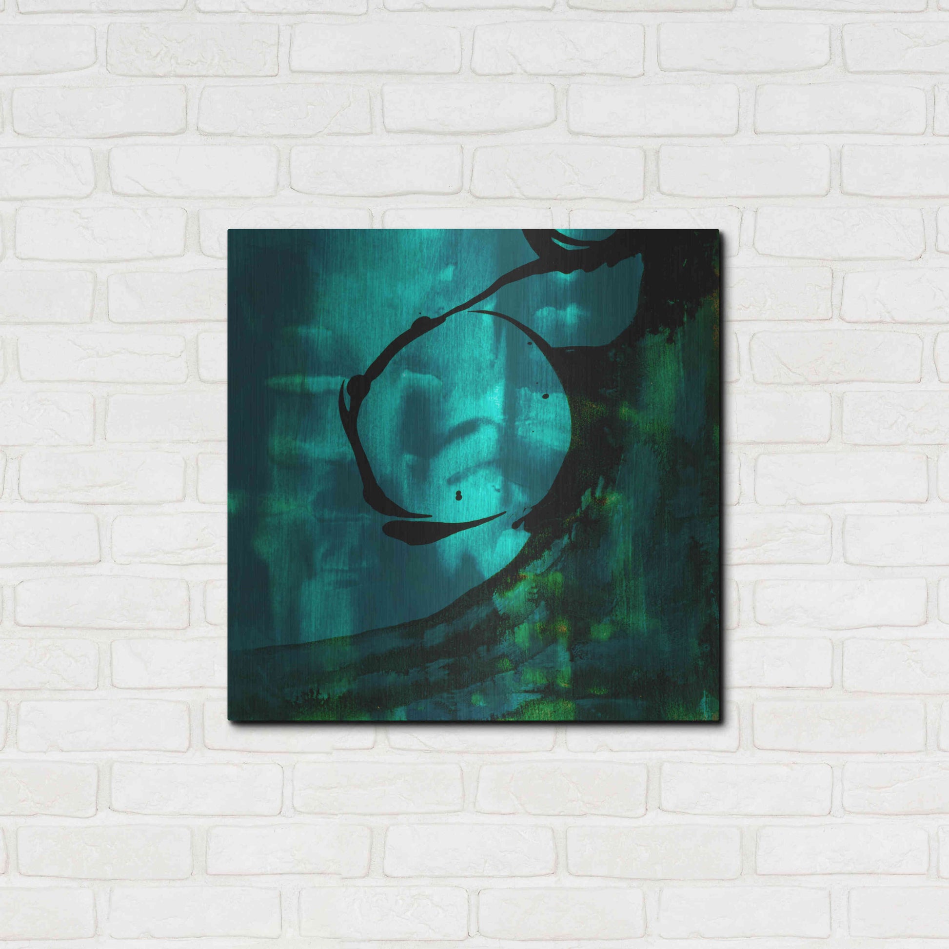 Luxe Metal Art 'Turquoise Element III' by Sisa Jasper Metal Wall Art,24x24